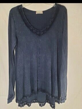 Altar'd State Navy Long Sleeve  V-Neck Shirt Sz M